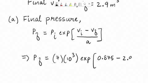 expand-100-mol-ofa-monatomic-gas-initially-at-700-kpa-and-469-kfrom-initial-volume-v-0557-m-to-final-volume-vf-270-m3atany-instant-during-the-expansion-the-pressure-p-and-volume-v-of-the-gas-72131