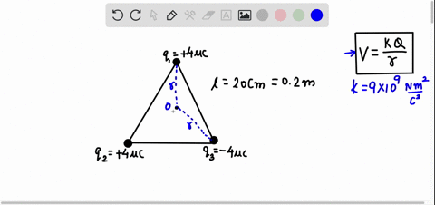 what-is-the-electric-potential-at-the-centre-of-a-triangle-shown-in-figure-79108