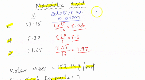 15-mandelic-acid-is-an-organic-acid-composed-of-carbon-6315-hydrogen-530-and-oxygen-3155-_-its-molar-mass-is-15214-glmol-determine-the-empirical-and-molecular-formulas-of-the-acid-10-95557