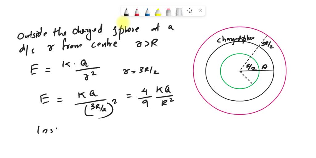 a solid sphere of radius R is uniformly charged the ratio of magnitudes ...
