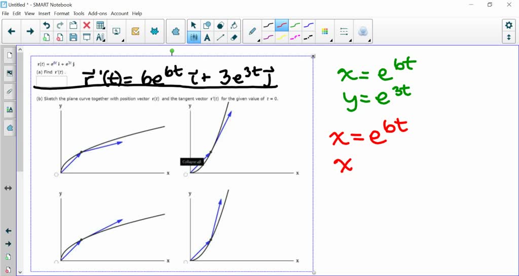 SOLVED: Consider the given vector equation r(t) = e^6t + e^3t j. Find r ...