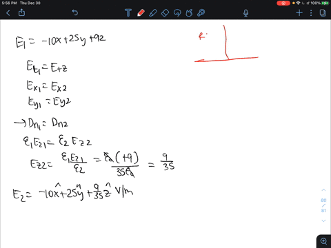the-plane-z-0-marks-the-boundary-between-free-space-z-0-side-and-dielectric-medium-2-0-side-with-relative-permittivity-of-35-the-electric-field-intensity-next-to-the-interface-in-free-space-88448