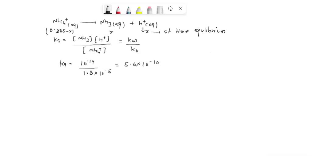 Solved: The Ph Of An Aqueous Solution Of 0.285 M Ammonium Iodide, Nh4i 