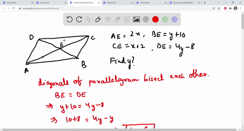 given-parallelogram-abcd-diagonals-ac-and-bd-intersect-at-point-e-ae-2x-be-y-10-ce-x-2-and-de-4y-8-find-y_-oa-18-b-6-c32-d-16-reset-selection-previous-next-27376