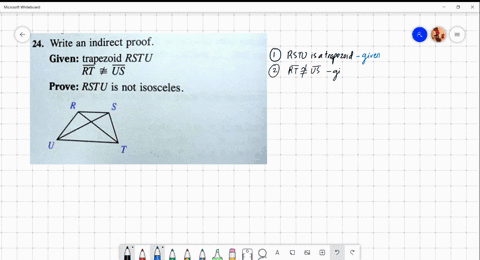 24-write-an-indirect-proof-given-trapezoid-rstu-rt-us-prove-rstu-is-not-isosceles-r-t-85552
