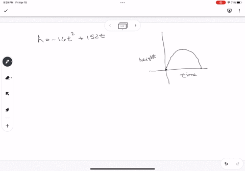 the-height-of-an-object-tossed-upward-with-an-initial-velocity-of-152-feet-16t2-152t-per-second-is-given-by-the-formula-where-h-is-the-height-in-feet-and-t-is-the-time-in-seconds-find-the-ti-33047