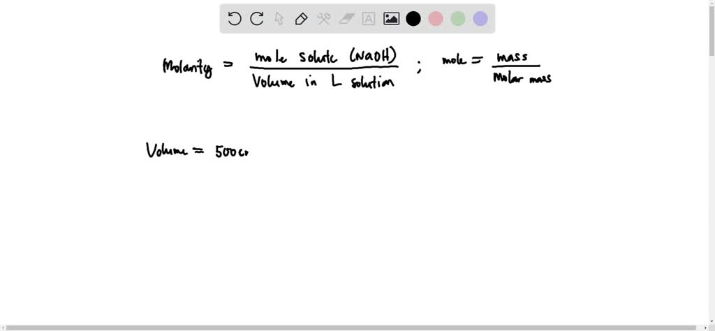 SOLVED: A solution of NaOH (Molar mass 40 g mol^-1) was prepared by