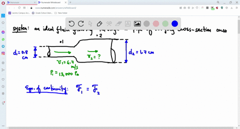 an-ideal-non-viscous-incompressible-fluid-flows-through-a-horizontal-pipe-the-fluid-density-is-900-kgm3-initially-the-pipe-has-a-diameter-of-08-cm-and-the-fluid-flows-at-a-speed-of-67-ms-at-86586