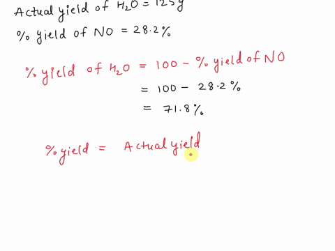 under-certain-conditions-the-reaction-below-will-proceed-at-282-yield-of-no-how-many-grams-of-nh3-must-be-reacted-with-excess-oxygen-to-yield-125-g-of-h2o-please-give-your-answer-to-the-correct-number