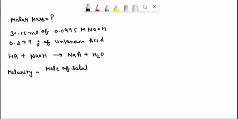 if-3015-ml-of-00995-m-naoh-is-required-to-neutralize-0279-g-of-an-unknown-acid-ha-what-is-the-molar-mass-of-the-unknown-acid-66497