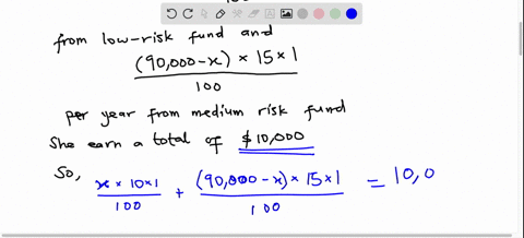 a-woman-has-90000-to-invest-in-two-mutual-funds-one-fund-is-low-risk-and-has-an-annual-yield-of-10-the-second-fund-is-medium-risk-and-has-a-15-annual-yield-how-much-should-she-invest-in-each-23204