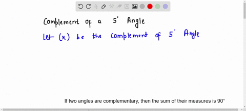 Find the measure of the complement of a 10^∘ angle. The...