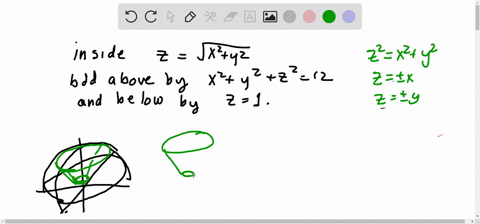 write-a-triple-integral-in-spherical-coordinates-used-to-calculate-the-volume-of-solid-region-inside-the-cone-z-sqrtx2y2-bounded-above-by-the-sphere-x2-y2-z2-12-and-below-by-the-plane-z-1-se-41352