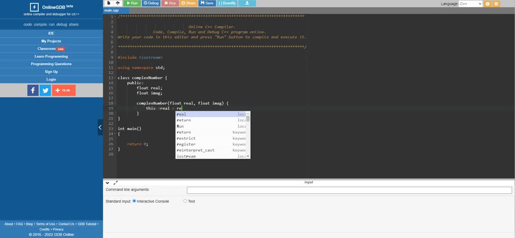 SOLVED: Q1: Write the C++ definition of a data structure (complexNumber ...