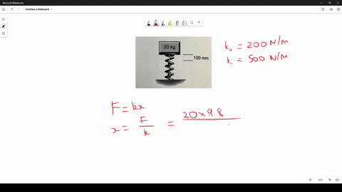 determine-the-maximum-distance-that-a-20-kg-mass-will-fall-if-it-is-released-from-rest-above-a-nested-spring-system-the-outer-spring-system-has-a-spring-constant-of-200-nm-while-the-inner-spring-const