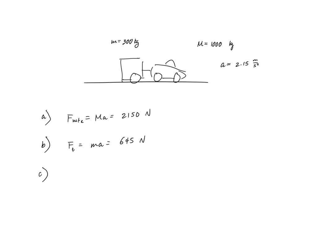 SOLVED A 1 000kg car is pulling a 300kg trailer. Together, the car