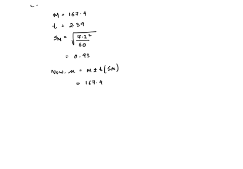 the-heights-of-a-random-sample-of-60-college-students-showed-mean-of-1674-centimeters-and-standard-deviation-of-72-centimeters_-a-construct-a-98-confidence-interval-for-the-mean-height-of-al-23367
