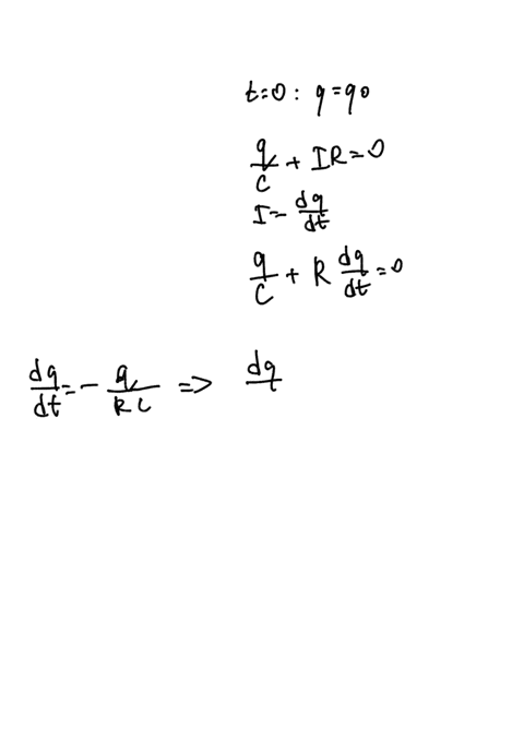 a-capacitance-c-with-a-charge-q_0-at-t0-discharges-through-a-resistance-r-use-the-voltage-equation-q-56355