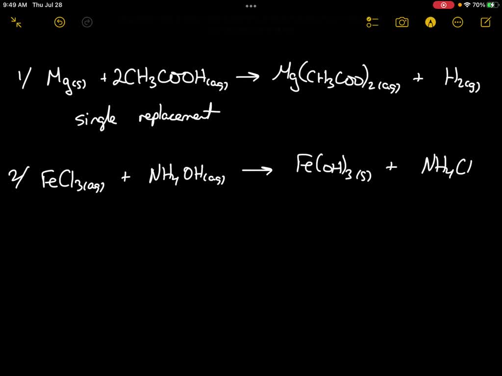 Solved 1 Balanced Chemical Equation For The Reaction Between Magnesium Metal And Acetic Acid