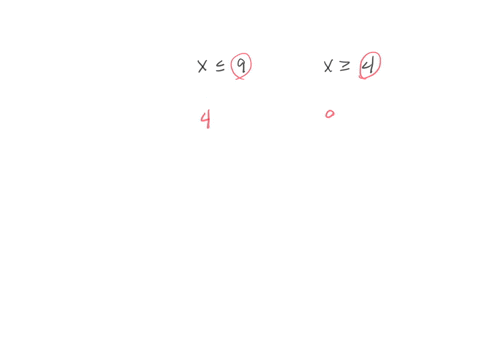 write-the-following-as-an-inequality-x-is-less-than-or-equal-to-9-and-greater-than-or-equal-to-4-use-x-only-once-in-your-inequality