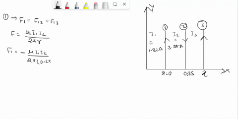 three-long-wires-are-all-parallel-to-each-other-and-are-all-in-the-xy-plane-wire-1-runs-along-the-y-axis-and-carries-a-current-of-182-a-in-the-y-direction-wire-2-runs-along-the-x250-cin-line-94405