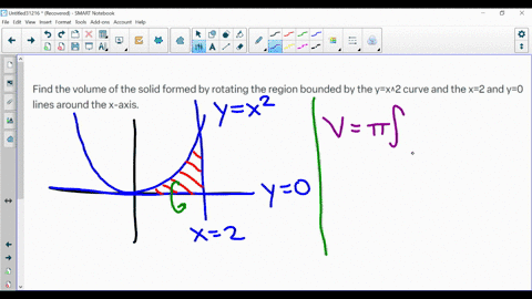 find-the-volume-of-the-solid-formed-by-rotating-the-region-bounded-by-the-yx2-curve-and-the-x2-and-y0-lines-around-the-x-axis