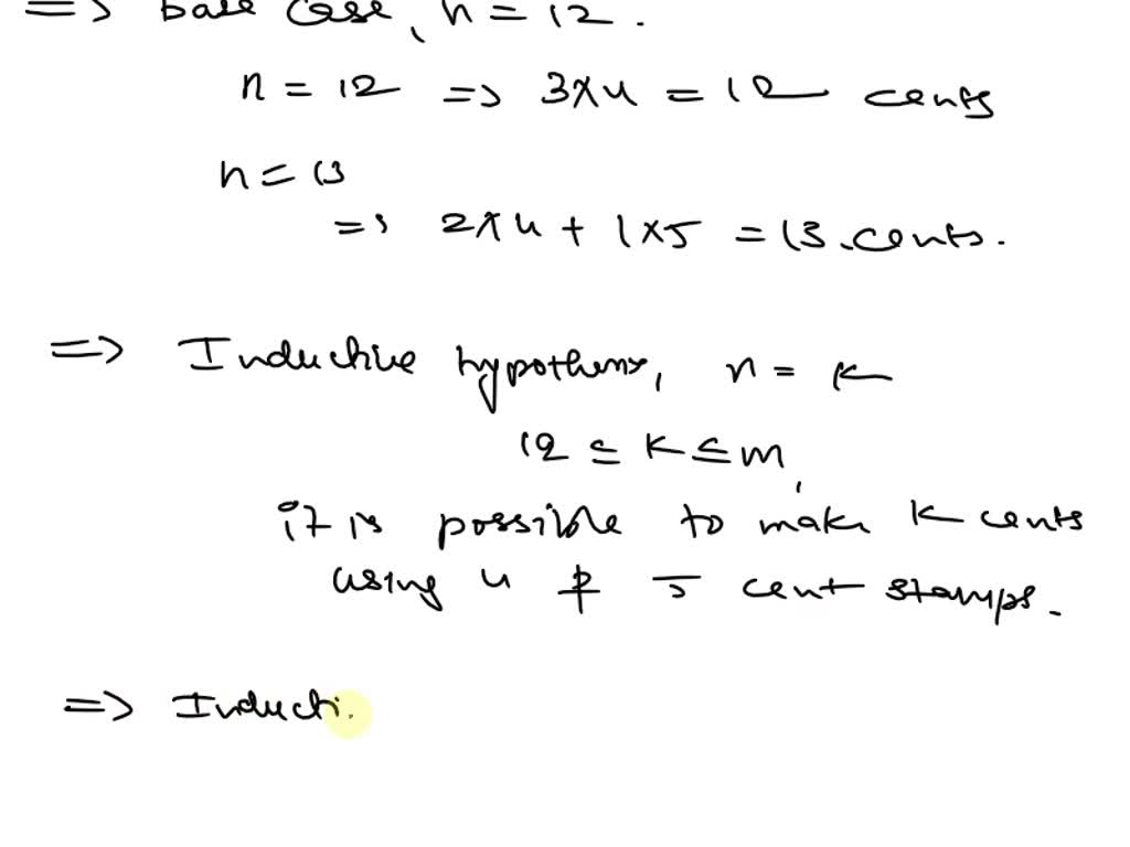 Stamp Problem Induction SOLVED: Problem 4) (2 points): Prove that every amount of postage n 2 ...