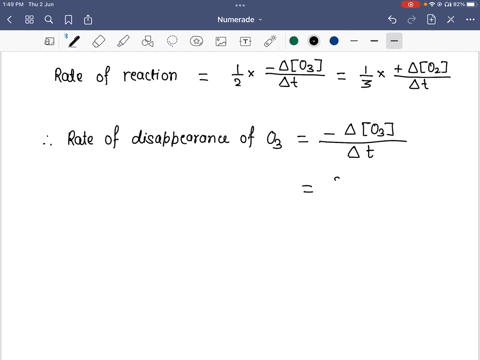 a-how-is-the-rate-at-which-ozone-disappears-related-to-the-rate-at-which-oxygen-appears-in-the-reaction-2-o3g-3-o2gb-if-the-rate-at-which-o2-appears-o2t-is-60-x10-5-ms-at-a-particular-instan-47029