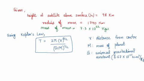 calculate-the-period-of-a-satellite-orbiting-the-moon-98-km-above-the-moons-surface-ignore-effects-of-the-earth-the-radius-of-the-moon-is-1740-km-90756