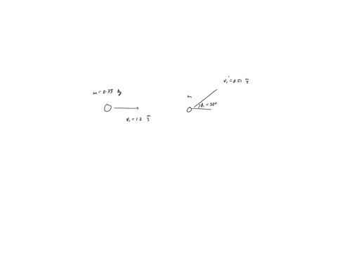 a-hockey-puck-with-mass-0330-kg-traveling-along-the-horizontal-direction-on-the-ice-at-120-ms-strikesa-stationary-puck-with-the-same-mass-the-first-puck-exits-the-collision-in-a-direction-th-16314