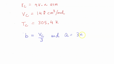 the-critical-constants-of-ethane-are-pc-4820-atm-vc-148-cm3-mol1-and-tc-3054-k-calculate-the-van-der-waals-parameters-of-the-gas-and-estimate-the-radius-of-the-molecules-18267