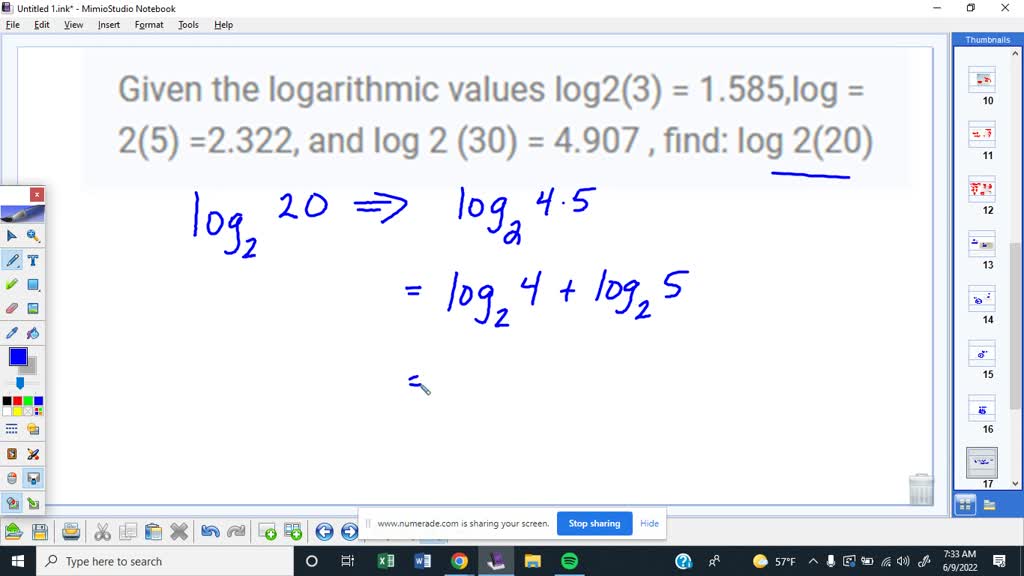 SOLVED: Given the logarithmic values log2(3) = 1.585, log2(5) = 2.322 ...