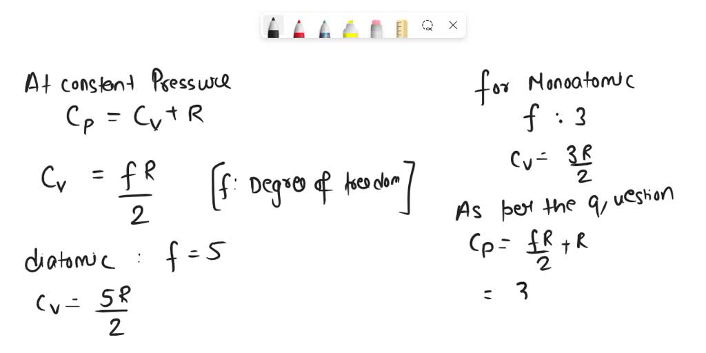 SOLVED An ideal monatomic gas has a molar heat capacity Cmp at constant pressure. What is the