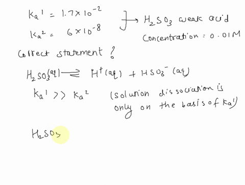 sulfurous-acid-h2so3-has-two-dissociation-constants-ki-17-x-10-2-and-kz-60-x-10-8-when-0010-mol-of-khso3-is-dissolved-in-one-litre-of-water-which-of-the-following-statements-is-correct-a-the-26624