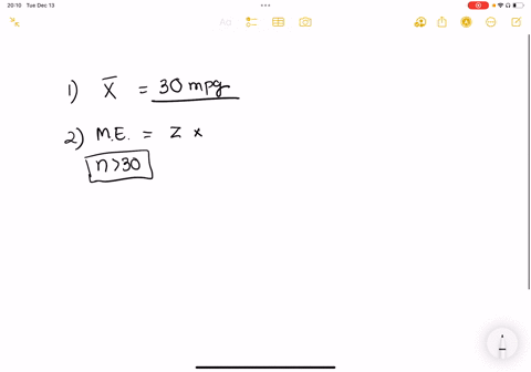 a-random-sample-of-36-mid-sized-cars-of-a-certain-brand-had-average-highway-fuel-economy-of-30-mpg-with-a-standard-deviation-of-3-mpg-the-point-estimate-for-this-sample-is-mpg-find-the-margi-18147