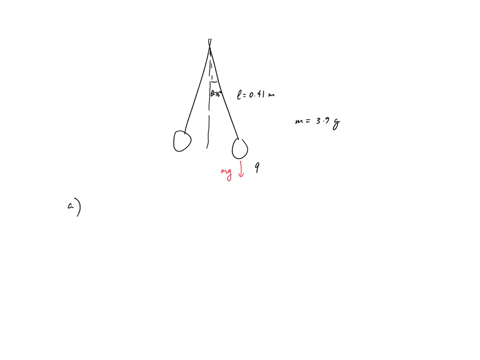 two-air-filled-balloons-each-have-a-mass-of-m-39-g-each-balloon-hangs-from-the-same-point-by-its-own-string-of-length-l-041-m-each-balloon-is-rubbed-to-give-it-a-static-charge-both-balloons-51705