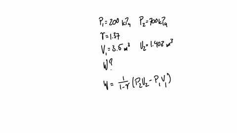 a-gas-is-compressed-adiabatically-from-200-kpa-to-700-kpa-the-index-of-compression-for-the-gas-is-137-and-the-volume-decreases-from-35-m3to-1403-m3-how-much-work-is-done-in-compressing-the-gas