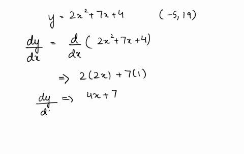point-the-slope-of-the-tangent-line-to-the-parabola-y-2x2-7x-4-at-the-point-519-is-the-equation-of-this-tangent-iine-can-be-written-in-the-form-y-mx-b-where-m-is-and-where-b-is-44228