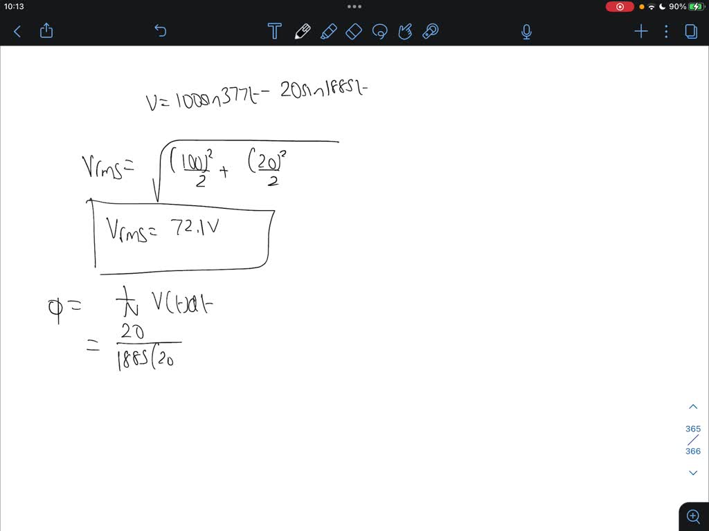 SOLVED: The voltage, v = 100sin(377t) â€“ 20sin(1885t), is applied to a ...