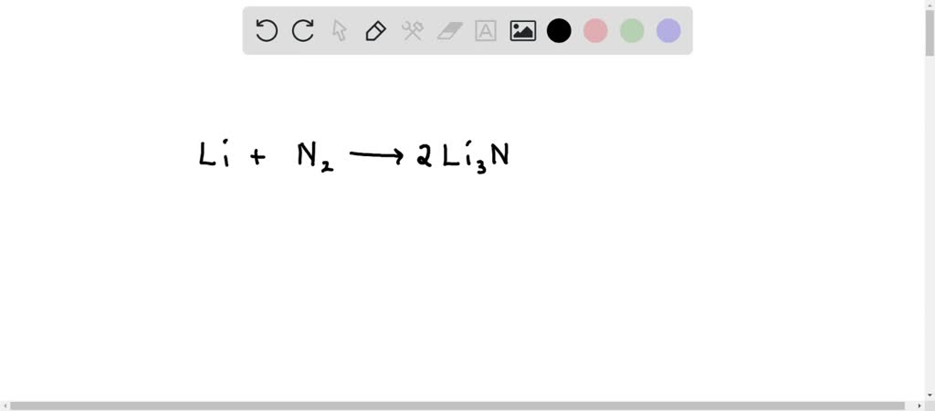 SOLVED: Given the unbalanced equation: Li + N2 -> Li3N When the ...