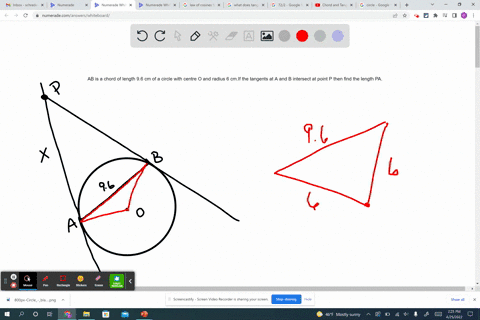 ab-is-a-chord-of-length-96-cm-of-a-circle-with-centre-o-and-radius-6-cmif-the-tangents-at-a-and-b-intersect-at-point-p-then-find-the-length-pa-65836