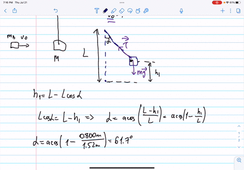 a-small-wooden-block-with-mass-0800-kg-is-suspended-from-the-lower-end-of-a-light-cord-that-is-152-m-long-the-block-is-initially-at-rest-a-bullet-with-mass-00108-kg-is-fired-at-the-block-wit-29822