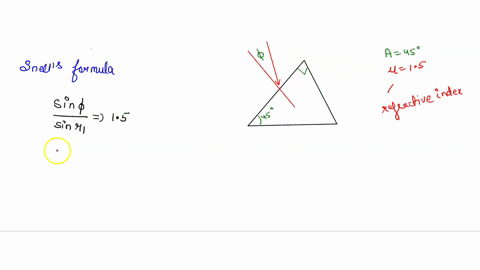 1a-beam-of-light-is-incident-on-the-surface-of-a-prism-as-shown-below-at-what-angle-will-the-light-start-to-undergo-total-internal-reflection-at-the-bottom-face-the-prism-is-in-air-and-the-r-75355