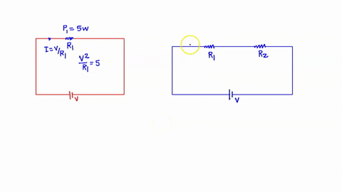 a-single-resistor-r1-is-connected-to-an-ideal-battery-v-and-dissipates-5w-of-power-a-second-resistor-r2-is-then-connected-in-series-with-the-first-resistor-to-the-same-battery-which-of-the-f-86598