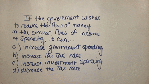 if-the-government-wishes-to-reduce-the-flow-of-money-in-the-circular-flow-of-income-and-spending-it-can-______-a-increase-government-spending-b-increase-the-tax-rate-c-increase-investment-spending-d-d