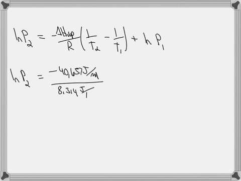 water-has-a-vapor-pressure-of-318-mm-hg-at-30c-and-a-heat-of-vaporization-of-40657-kjmol-using-the-clausius-clapeyron-equation-given-below-determine-the-vapor-pressure-of-water-at-93c-in-mm-47953