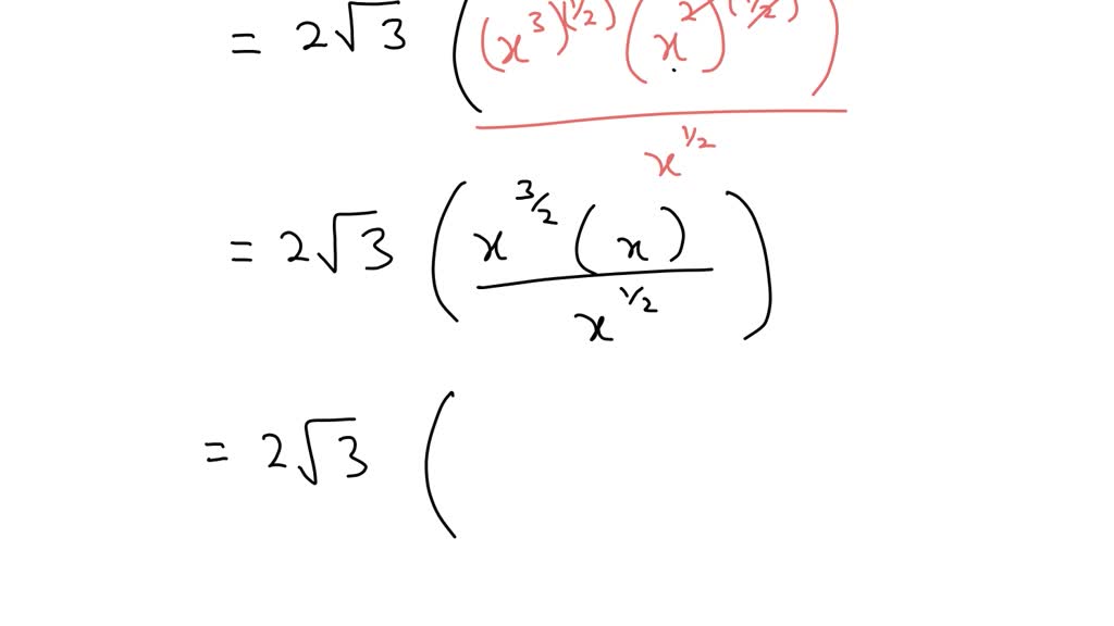 SOLVED: √4x^3 √3x^2/√x Simplify. Note x>0^ . Use the symbol before an ...