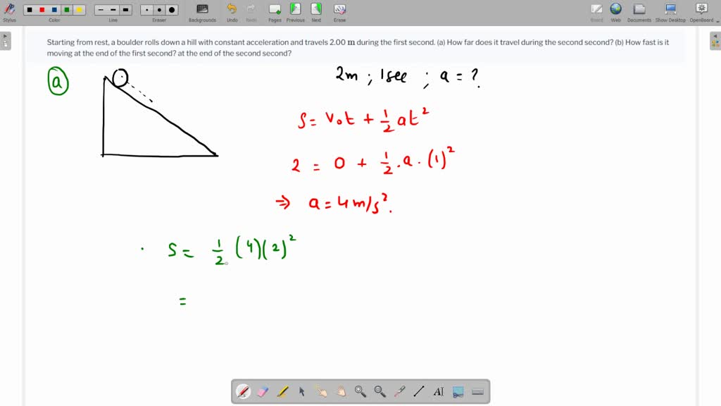 solved-starting-from-rest-a-boulder-rolls-down-a-hill-with-constant