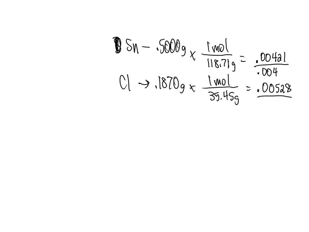 A sample of tin chloride weighing 0.5000g is found to contain 0.1870g