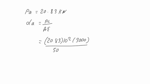 the-rigid-bar-ab-attached-to-two-vertical-rods-as-shown-in-fig-p-213-is-horizontalbefore-the-load-p-is-applied-determine-the-vertical-movement-of-p-if-its-magnitude-is-50kn-33538